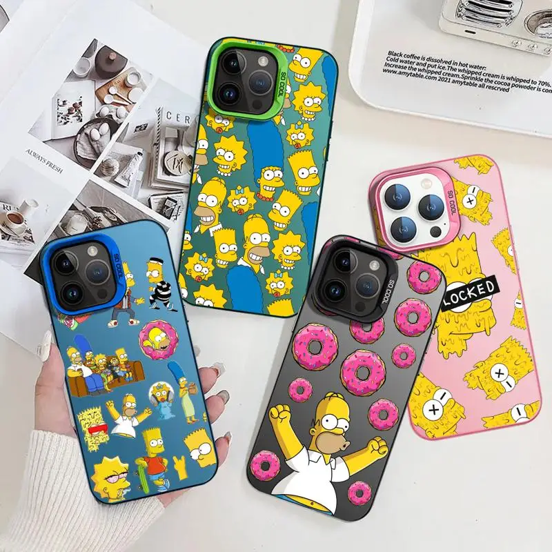 The Simpsons Homer Case For Apple iPhone 15 11 13 14 Pro Max 12 Silicone 15 Plus 11Pro Matte Lens Protect Plating Phone Cover