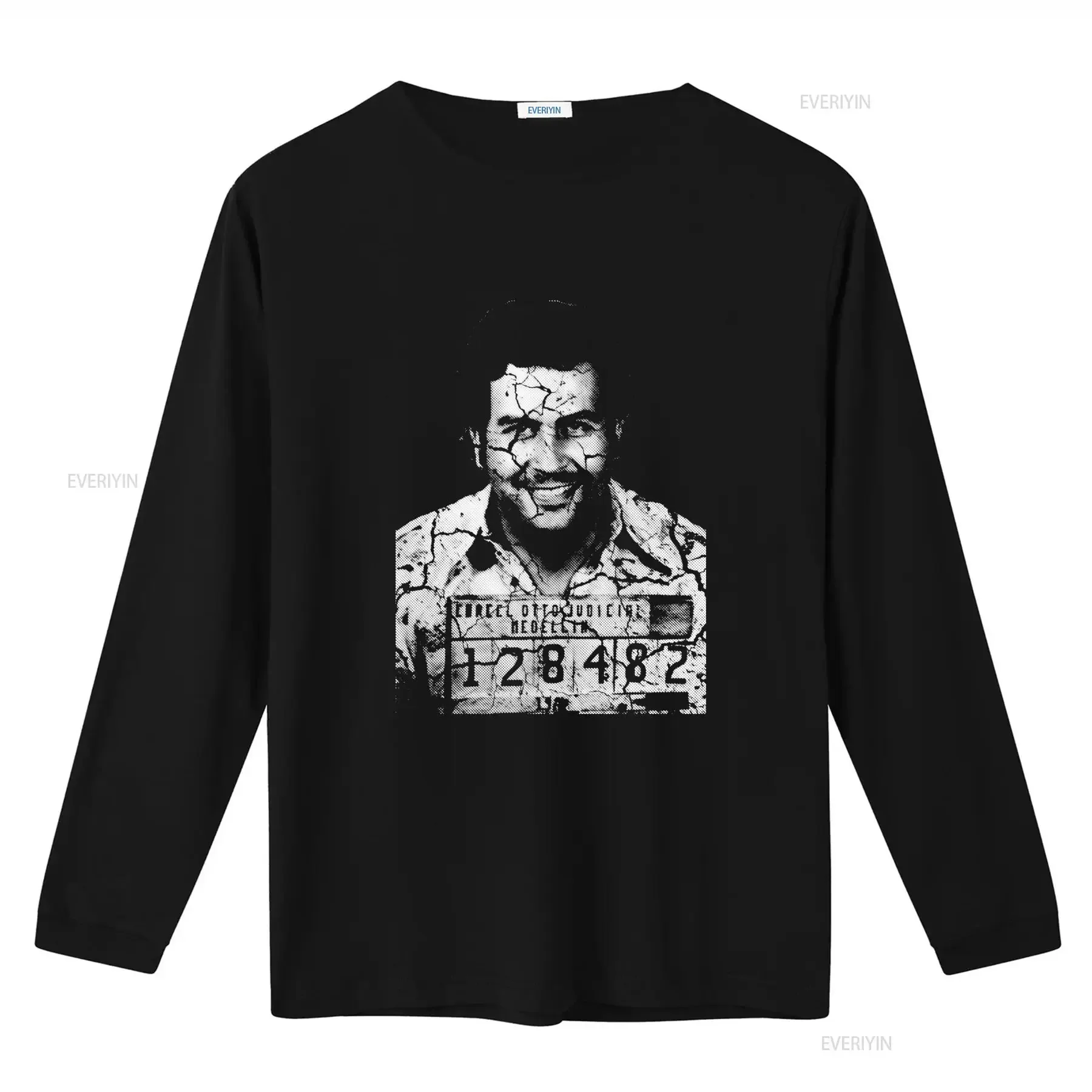 Pablo Escobar Colombian Medellin Cartel Cracked Mugshot T Shirt vintage Washed fashion homme Versatile graphic Stylish