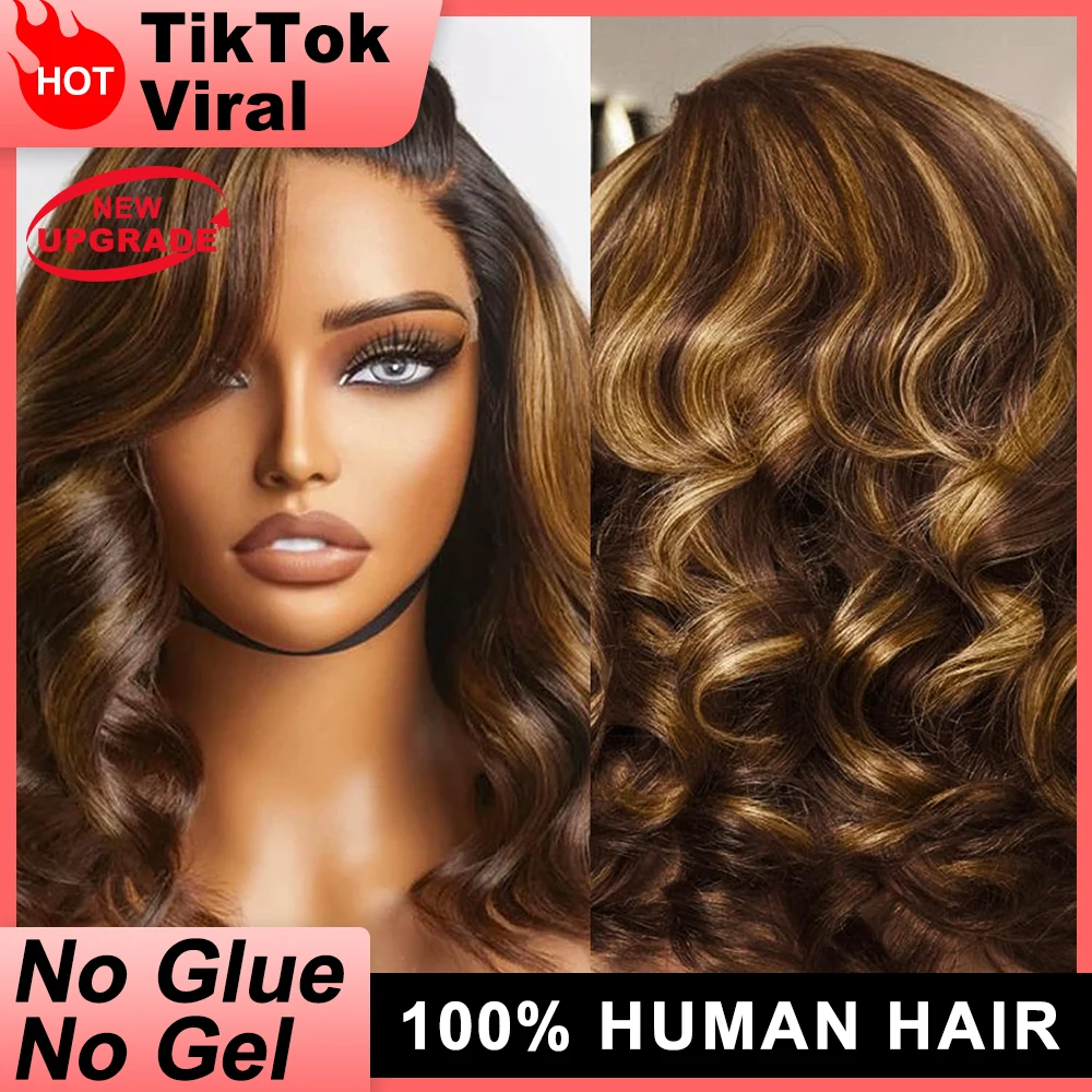 

FABA Original Stylel 4/27# Piano Highlights Color Glueless 9x6 Transparent Lace Wig Short Bob Human Hair Wig For Black Woman