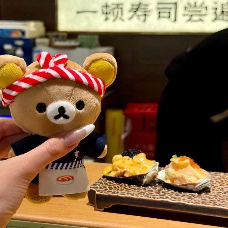 Cartoon san-x Rilakkuma Anime Speelgoed Sushi Korilakkuma Beer pluche Sleutelhanger leuke Accessoires Soft Gevulde Rugzak Hanger Geschenken
