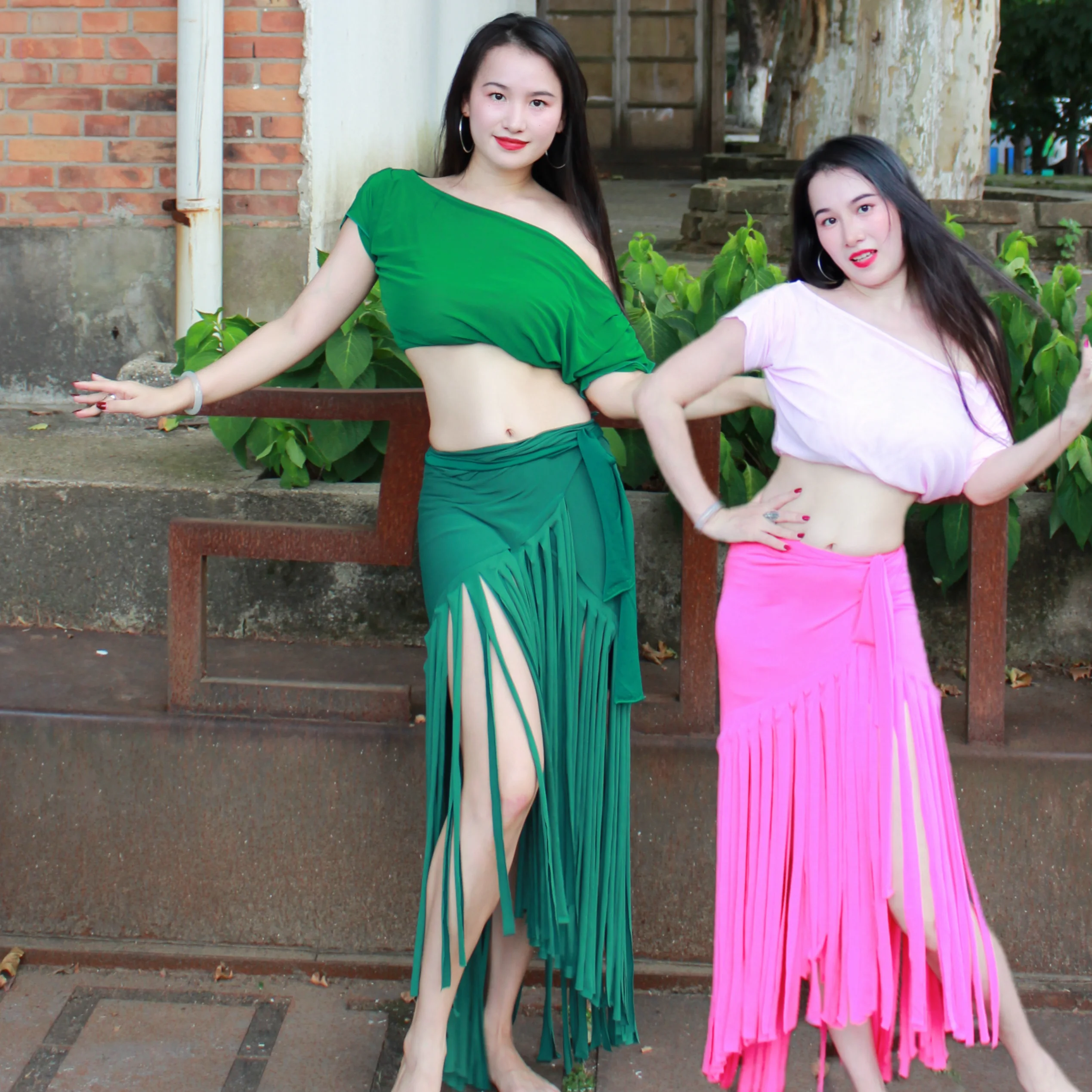 

belly dancing costume loose and comfortable top+tassel long skirt set for women's Oriental dance professional performance suit