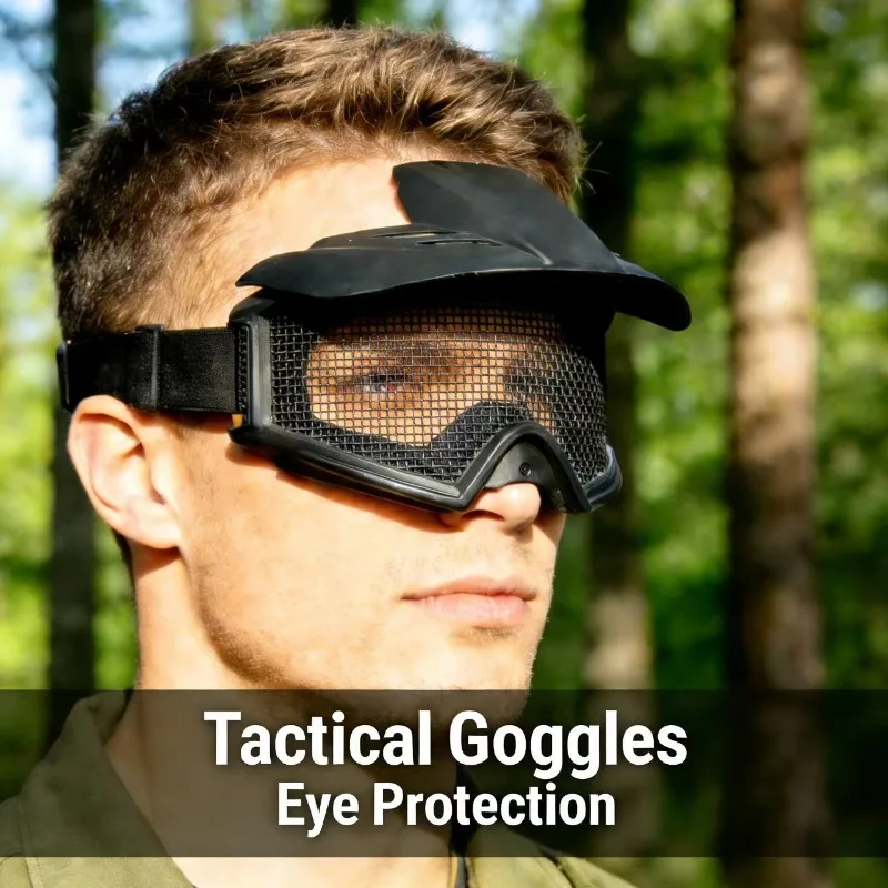 Gafas tácticas antiimpactos de malla de acero para airsoft