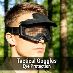 Gafas tácticas antiimpactos de malla de acero para airsoft