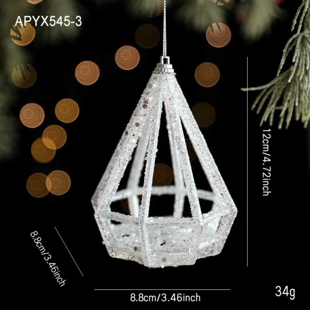 

Glitter Plastic White Christmas Ornament Light Luxury Transparent Snowflake Bell Decoration White Bell