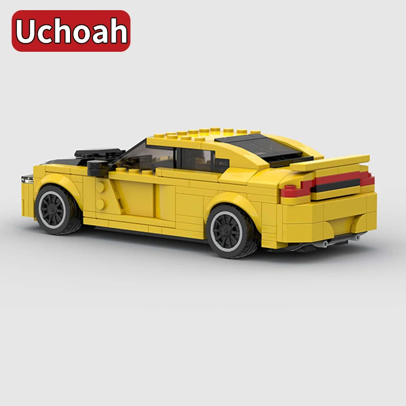 MOC Challenger Hellcat 300-399 Yellow Sports Car Racing Model Children's Educational Building Blocks Assembly Holiday Gift