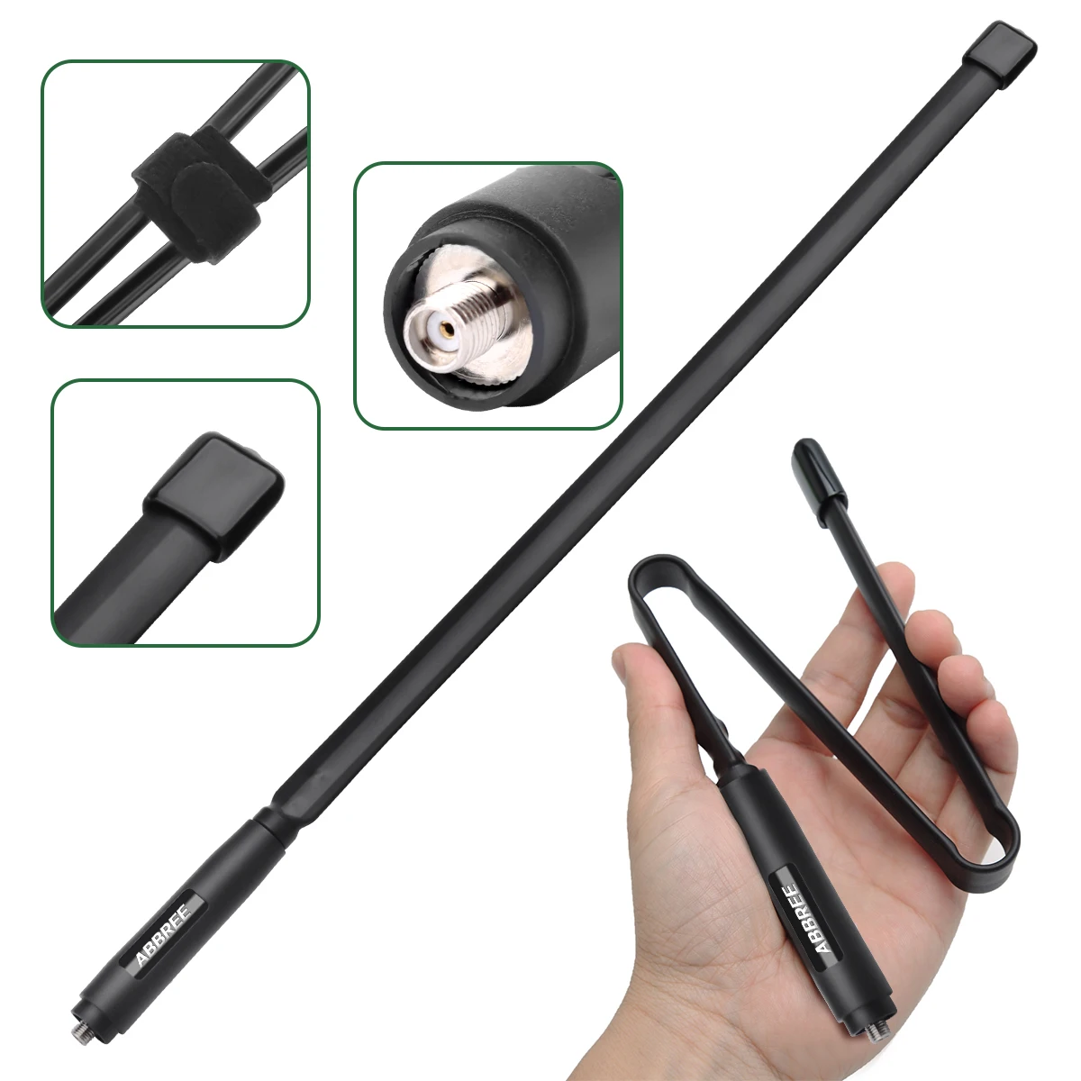 ABBREE CS التكتيكية اسلكية تخاطب هوائي ثنائي النطاق SMA-أنثى هوائي قابل للطي ل Baofeng UV-32 DM-32 UV-21 PRO V2 هام راديو