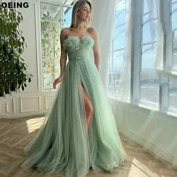 OEING Light Green A-Line Prom Dresses Elegant Pastrol Tulle Tiered Evening Dress Special Occasion Gowns Vestidos De Novia