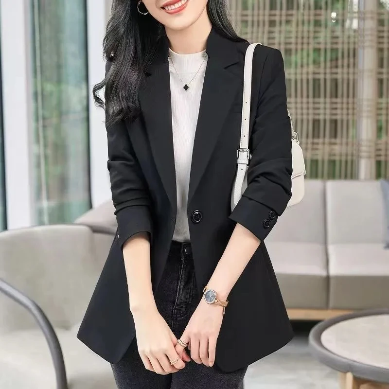 

Coffee-colored Suit Jacket Wwomen's Sspring And Autumn 2023 New Spring Casual Ladies Slim Small Suit Jacket Spring Clothes