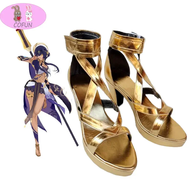 COFUN Genshin Impact Candace Cosplay Shoes Boots Game Halloween Game Genshin High Heel Shoes Women Men