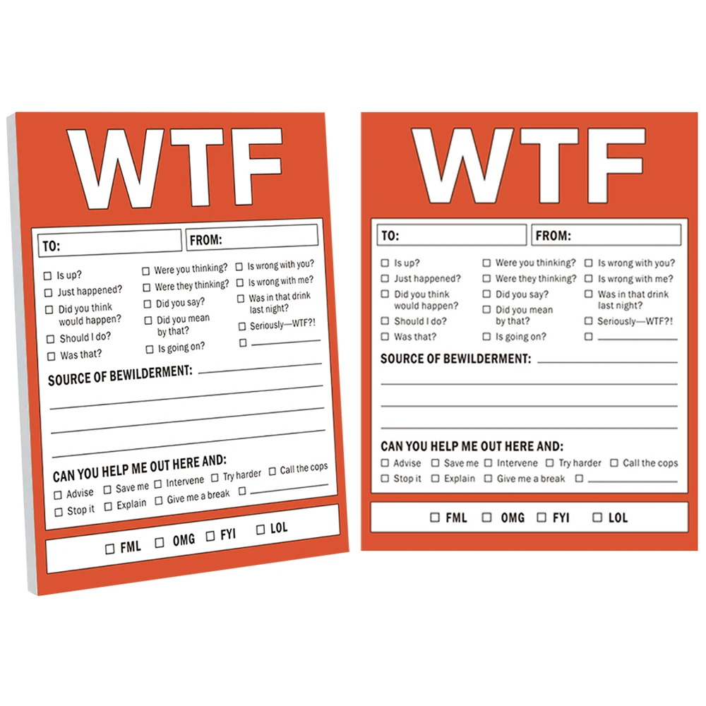 1 Pcs Wtf Work Notebook Praise Emotions and Checklist Notes 50 pages Interesting Notes Daily Plan To Do List Notebook Humorous