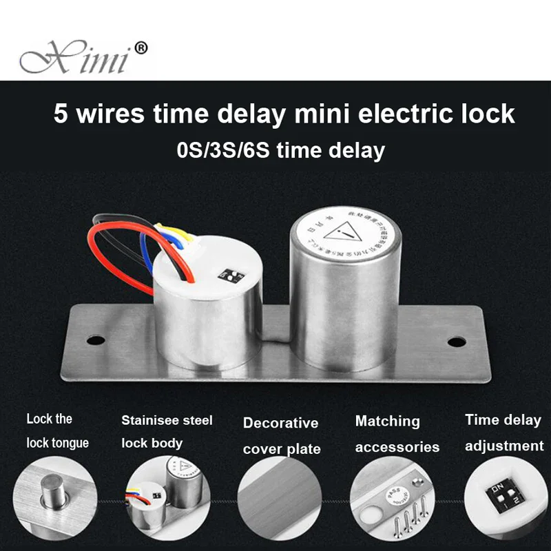 DC 12V Mini Electric Bolt Lock Fail Safe Stainless Steel Solenoid Electric Door Lock 5 Wires Feedback Lock Easy to Install