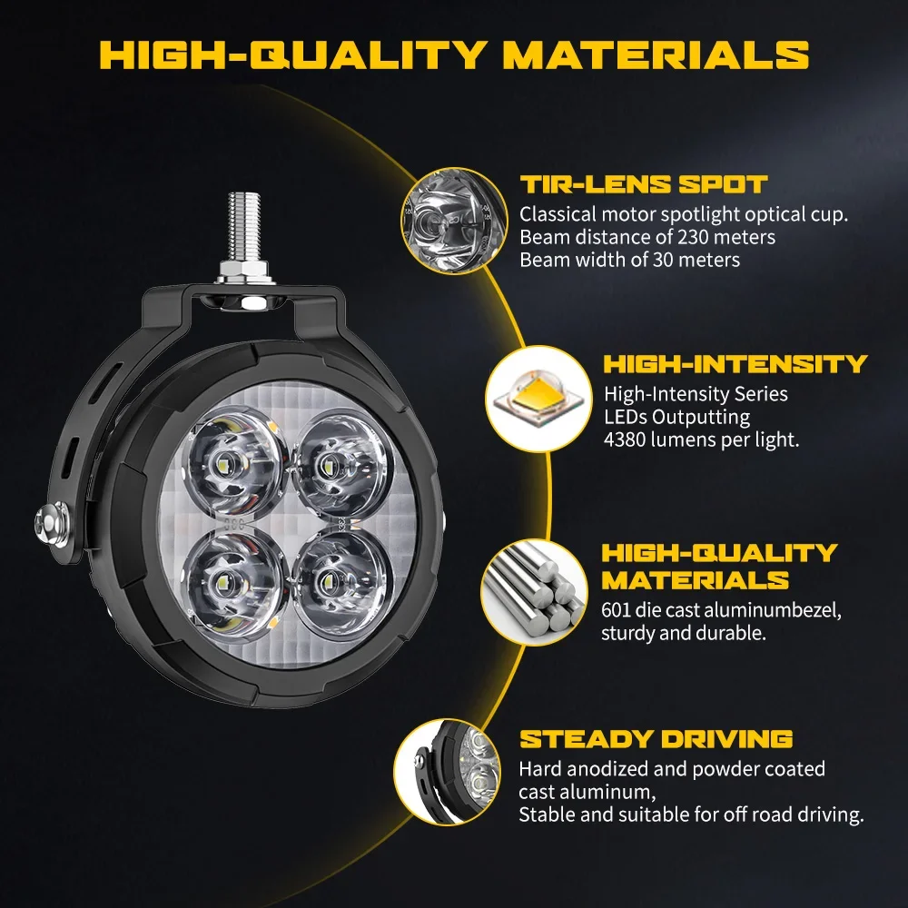 up to date 3.5 Inch Amber Strobe High Power Mini Driving Lights for  Motor Bike