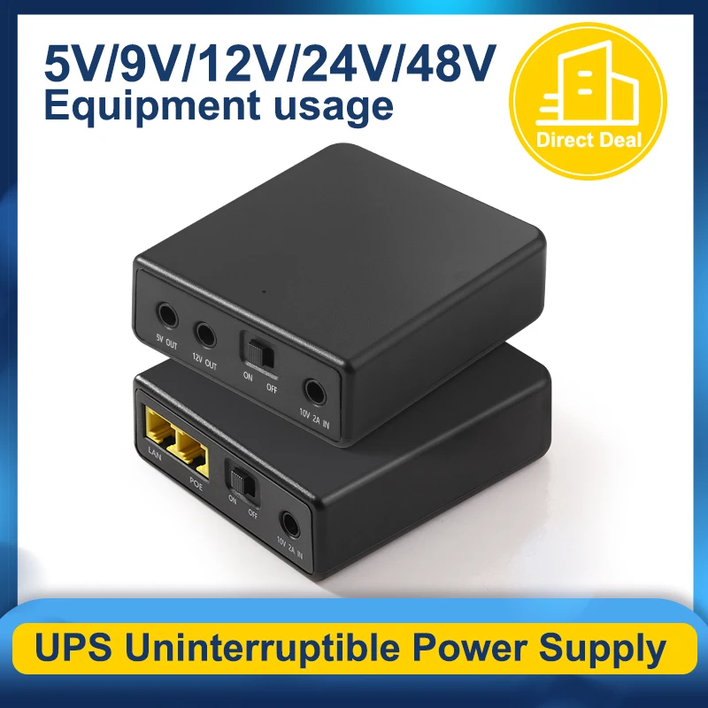 Mini UPS Backup battery power supply poe mini ups POE 48V 100Mbps 1000Mbps POE24V DC12V DC 5V DC 9V for Camera Router WiFi