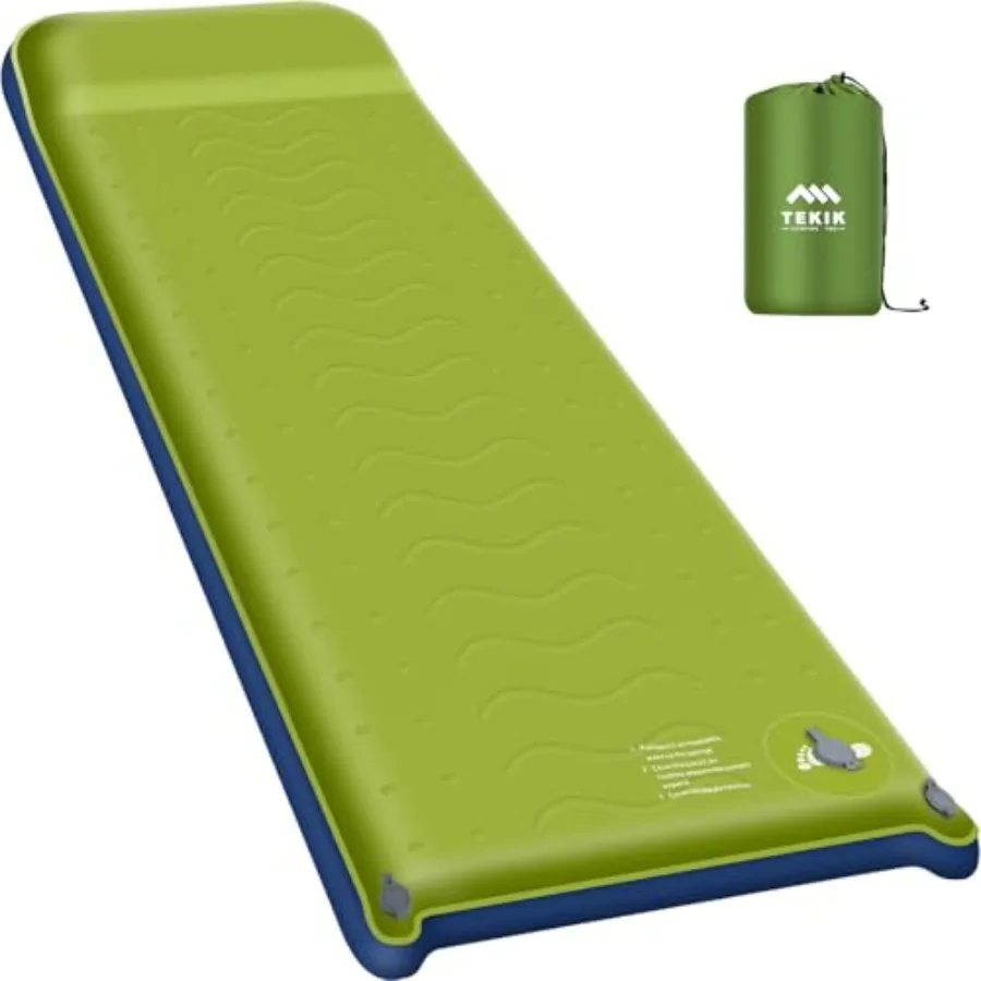 

Надувной коврик для кемпинга из пены с эффектом памяти, ультратолстый, с подушкой, быстрое самонадувание и сдувание за 20 секунд, теплоизоляция 9.5 R-Value