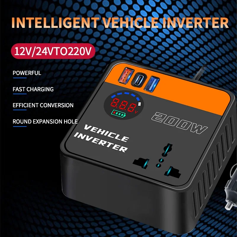 Car Inverter Charger Universal 12V/24V to 110V/220V Multi-Function Power Converter Charging Mobile Phone