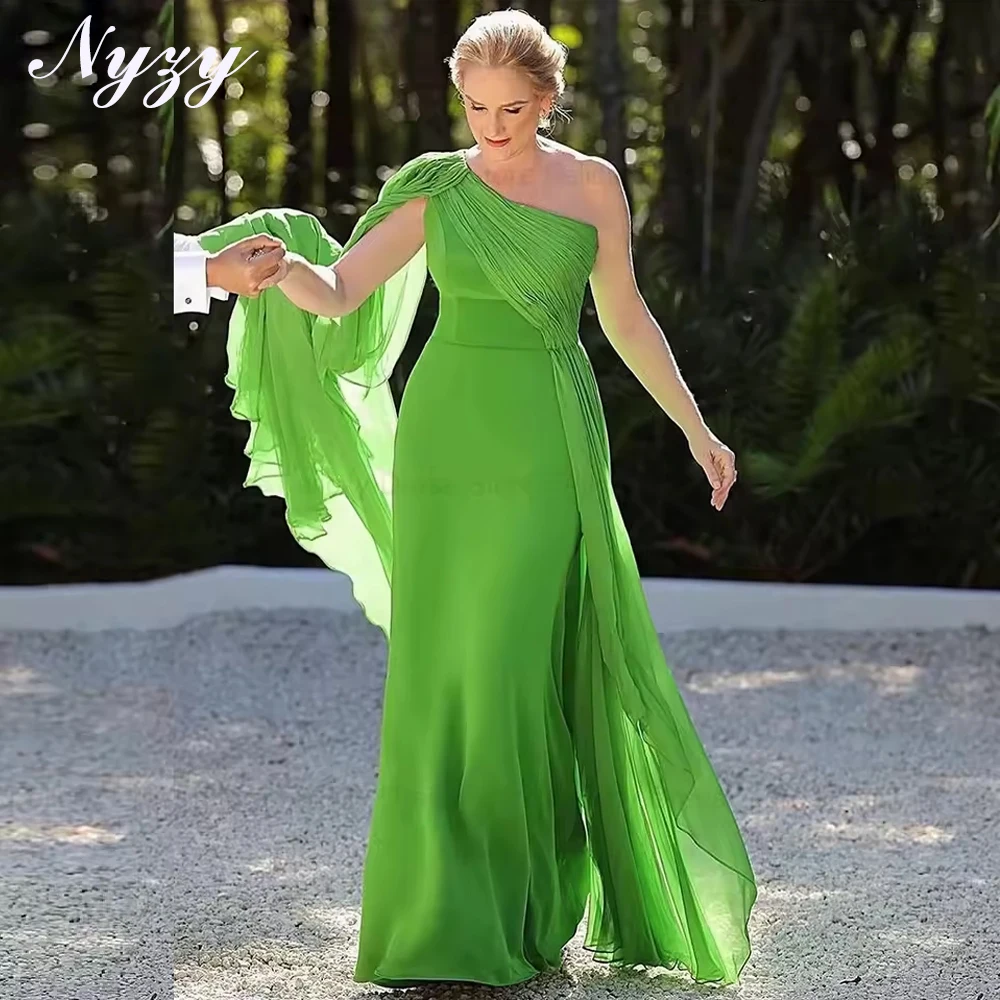 NYZY шифоновое платье-футляр для матери невесты травяно-зеленое струящееся платье с длинным рукавом по индивидуальному заказу свадебное платье вечерние платья