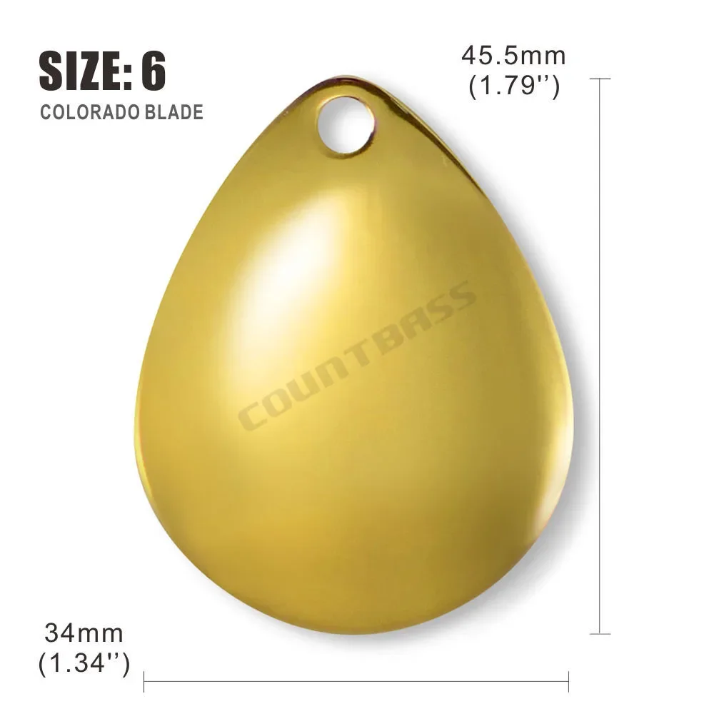 COUNTBASS 50 stücke Größe 0-6 Gold Überzogene Stahl Colorado Spinner Klingen Glatte Oberfläche Für Spinnerbaits Angeln Lure Machen teile