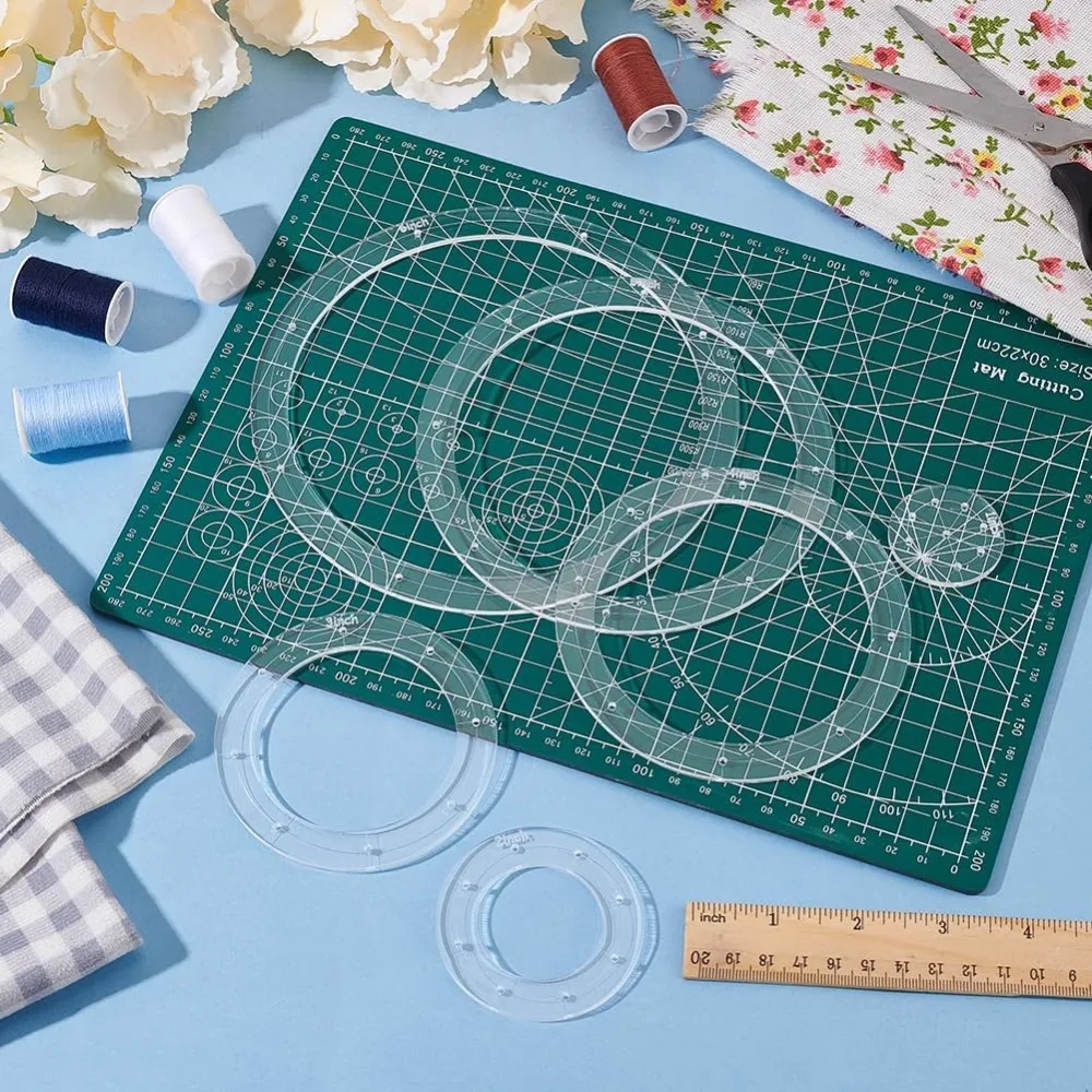 6Pcs Round Quilting Template Set 1/2/3/4/5/6 inch Acrylic Embroidery Tool Drawing Line Template for Hand Quilting and Embroidery