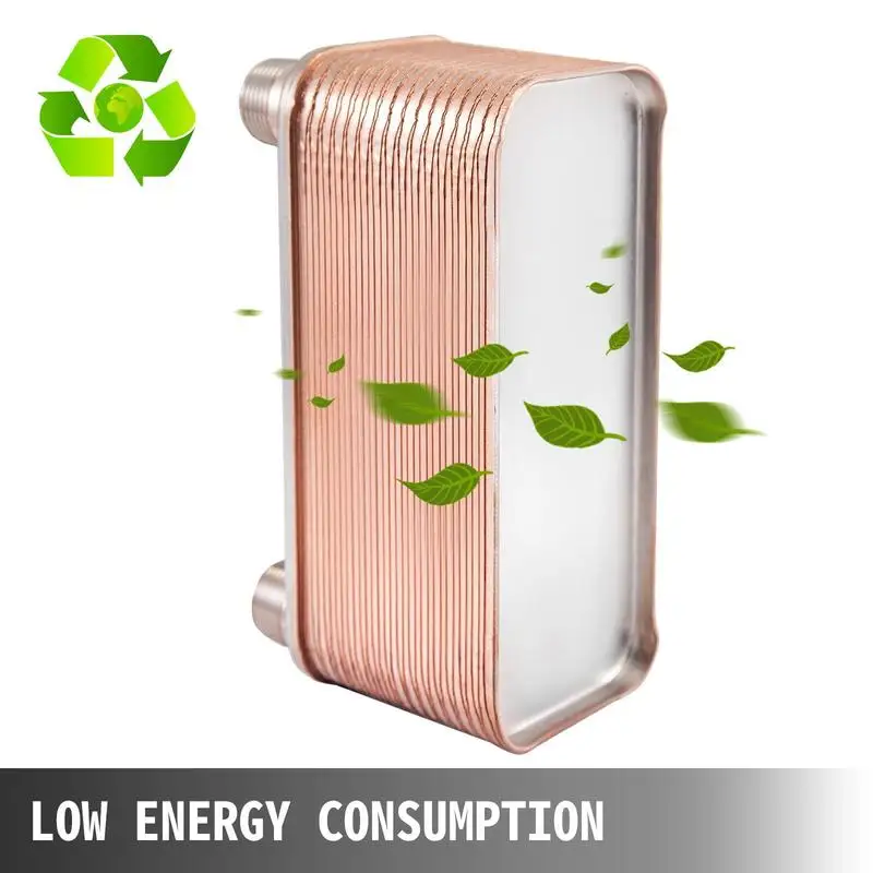 

Heat Exchanger 3\"x7.5\" 30 Plates Brazed Plate Heat Exchanger 316L 3/4\" MPT Heat Exchanger B12-30 Beer Wort Chiller for Hydronic Heating