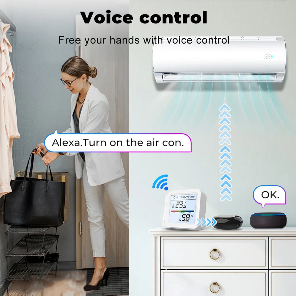 Nowy czujnik temperatury i wilgotności WiFi inteligentne podświetlenie życia higrometr termometr czujnik wsparcie Alexa Google Home Assistant