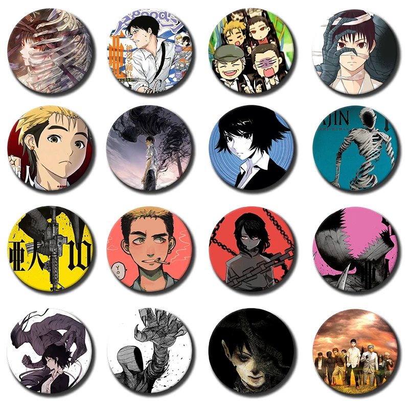 58mm Anime A-Ajin Demi-Human Badges Simple Button Pin Snap-on Design Brooches Daily Fashion Decoration Ideal Gifts for Friends