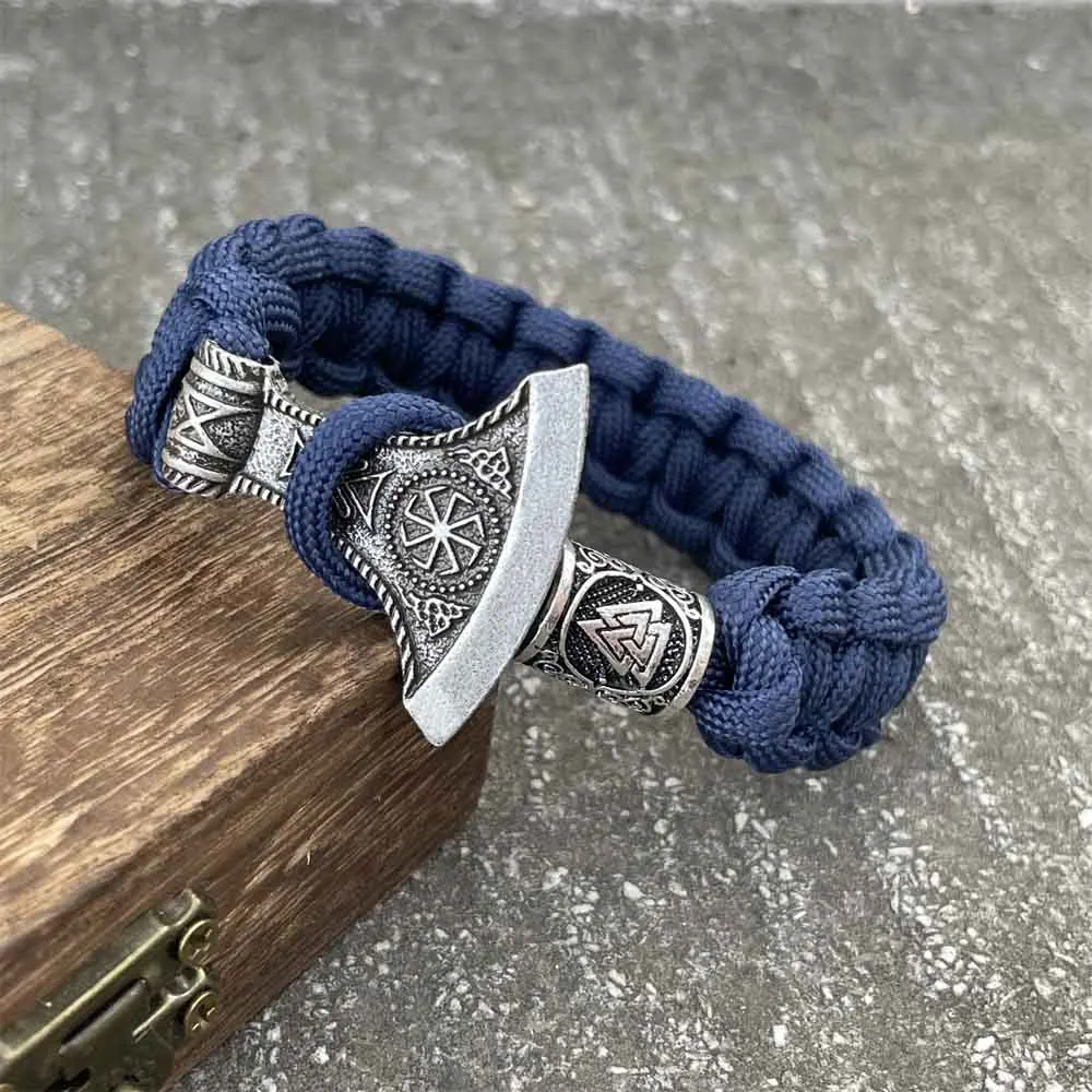 Nostalgia Slavic Kolovrat Symbol Perun Axe Charm akcesoria Viking męskie damskie runy Paracord bransoletka z koralików bransoletka biżuteria