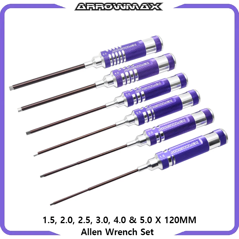 Arrowmax Allen Chave de Fenda Grupo Ferramentas rc 1.5 2.0 2.5 3.0 4.0 5.0×120 mm