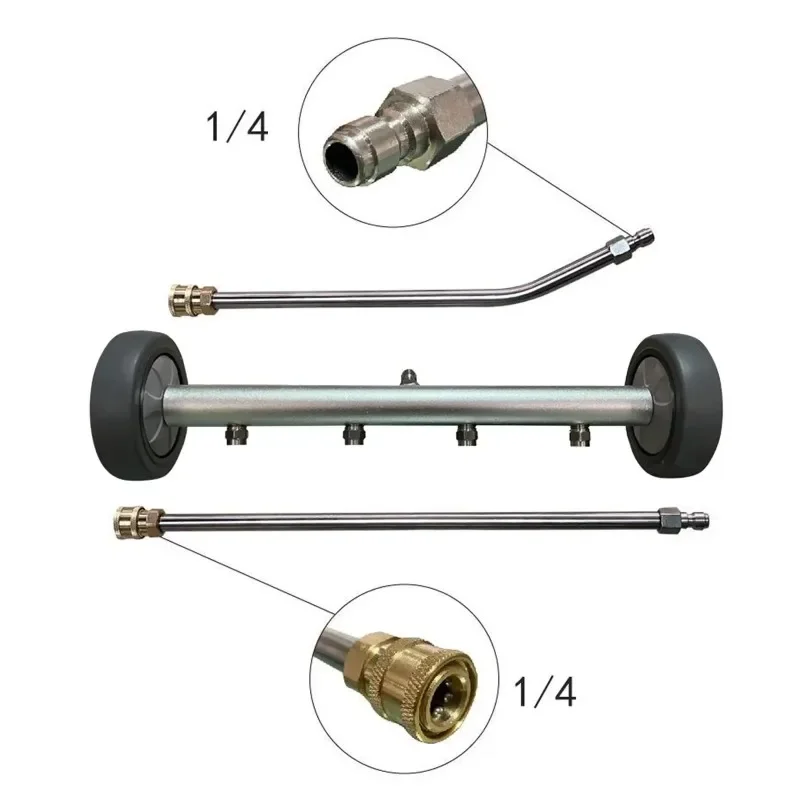 5000PSI 15inch Pressure Washer Undercarriage Cleaner Water Broom Car Chassis Wash 4 Spraye Nozzle