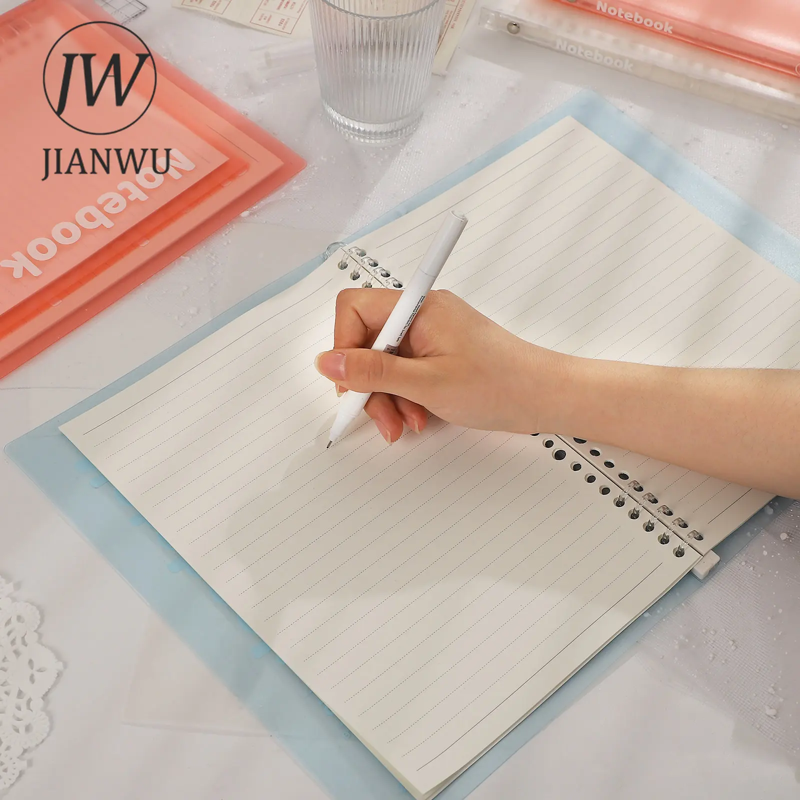 JIANWU A5 / B5 10-hole Simple Soft Cover Translucent Refill Paper Loose-leaf Book Creative DIY Student Supplies Stationery