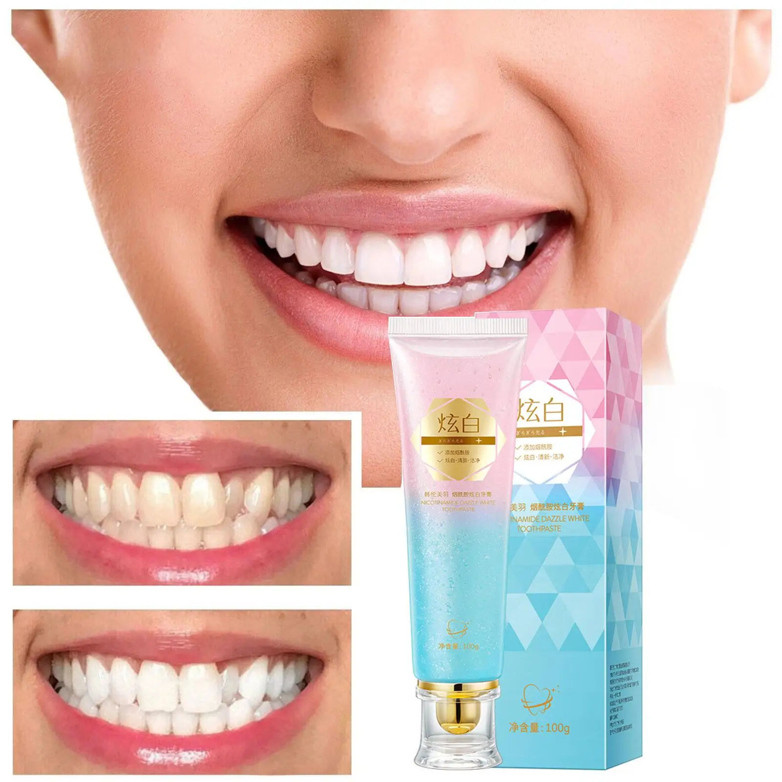 

100g Dazzling White Toothpaste Fresh Breath Niacinamide Remove To Bad Tone To Breath Care Toothpaste Teeth Tooth Remove Sta Z1A3