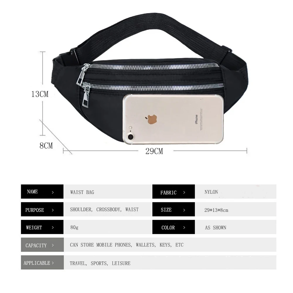 Geestock Waist Bag Nylon Fanny Packs For Women Casual Chest Bag Female Man Travel Belt Bag Sport Waist Pack Waterproof Phone Bag