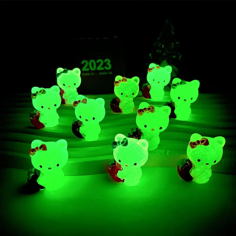 Hello Kitty car decoration cartoon glow-in-the-dark KT Cat diy night light parking card car decoration accessories