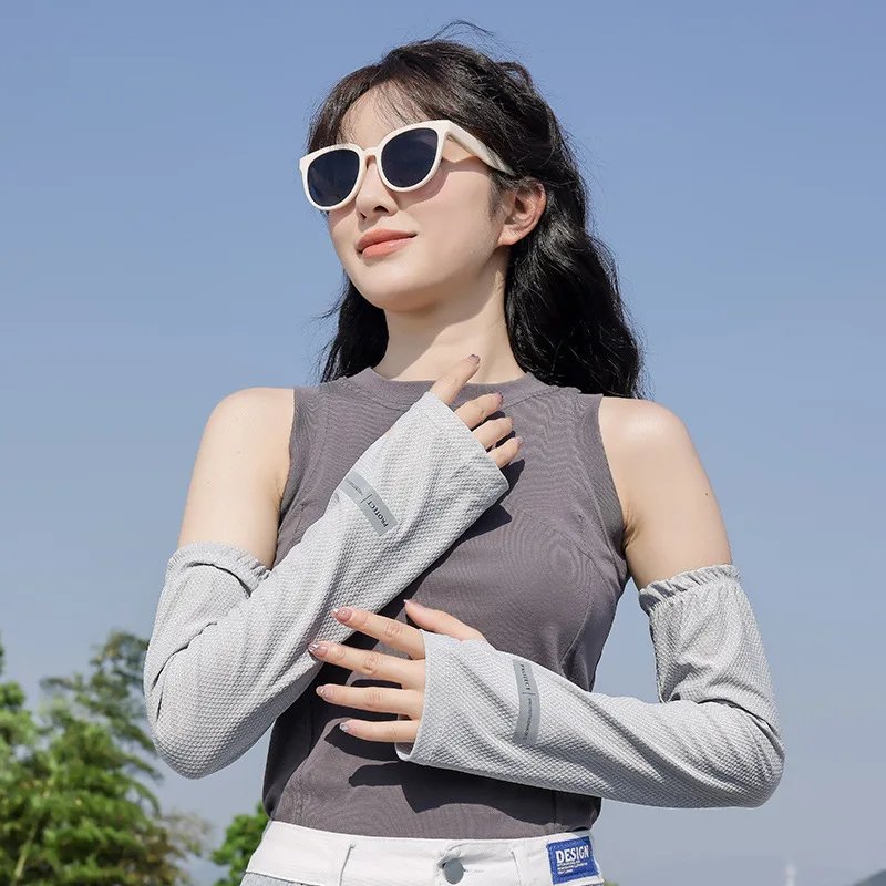 

UV Solar Arm Sleeves Men Cycling Mask Long Sleeve Ice Silk Driving Arm Cover Sun-protective Summer Women Anti-Sunburn Cool Muff summer arm warmers sun protection arm sleeve