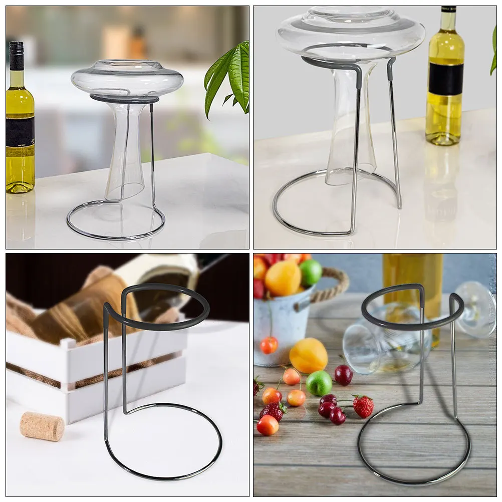 

2 Pcs Glasses Storage Rack Hanging Iron Stands Grey Organizer Display Bottle Shelf
