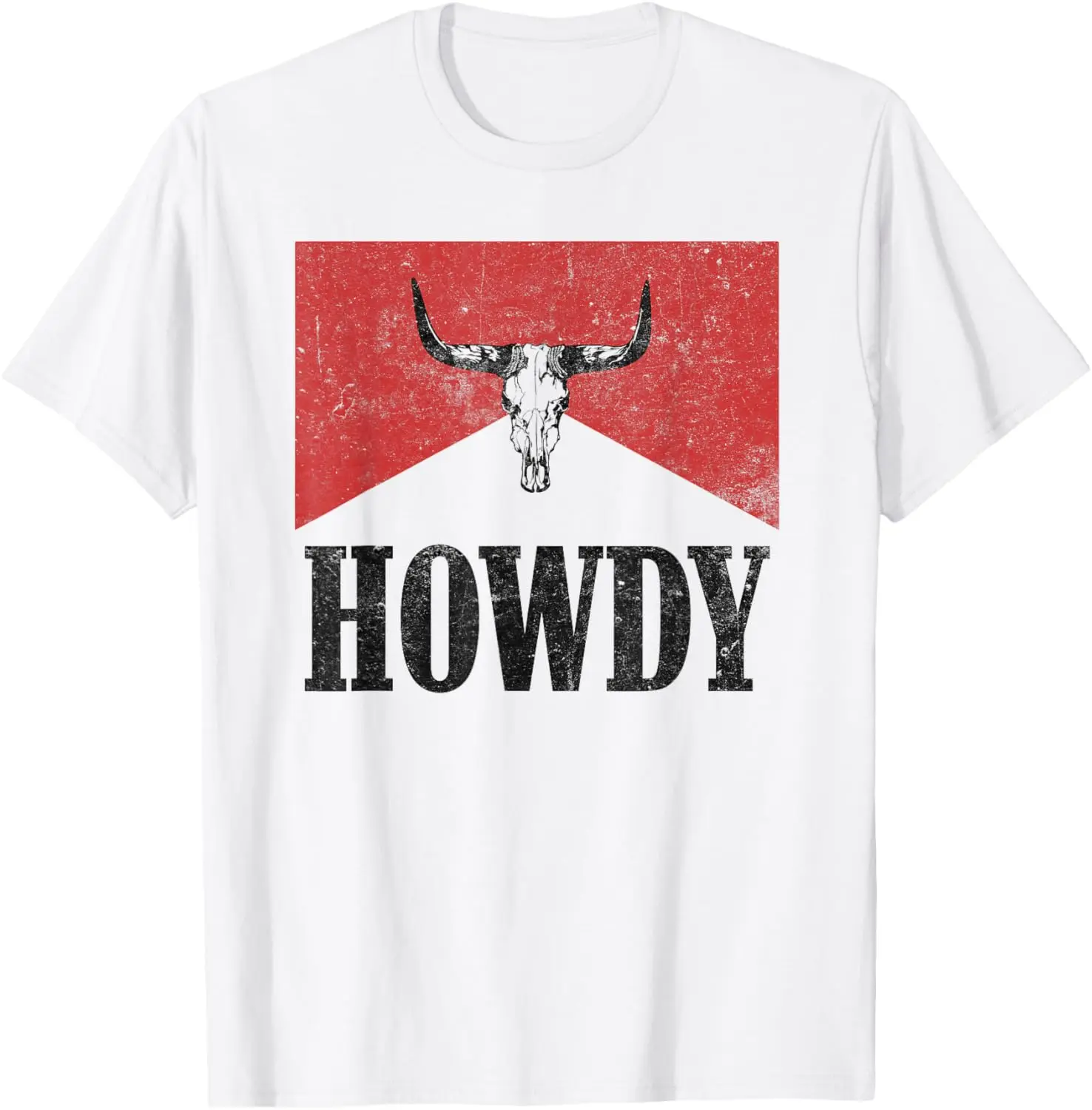 Vintage Bull Skull Hey There Howdy Western Country Cowgirl T-Shirt 100% Cotton Trendy Y2K Short-Sleeve Tee – Soft, Quick-Drying, All Occasion Casual  Suitable For Concert Party Hanging Out Sightseeing Trip