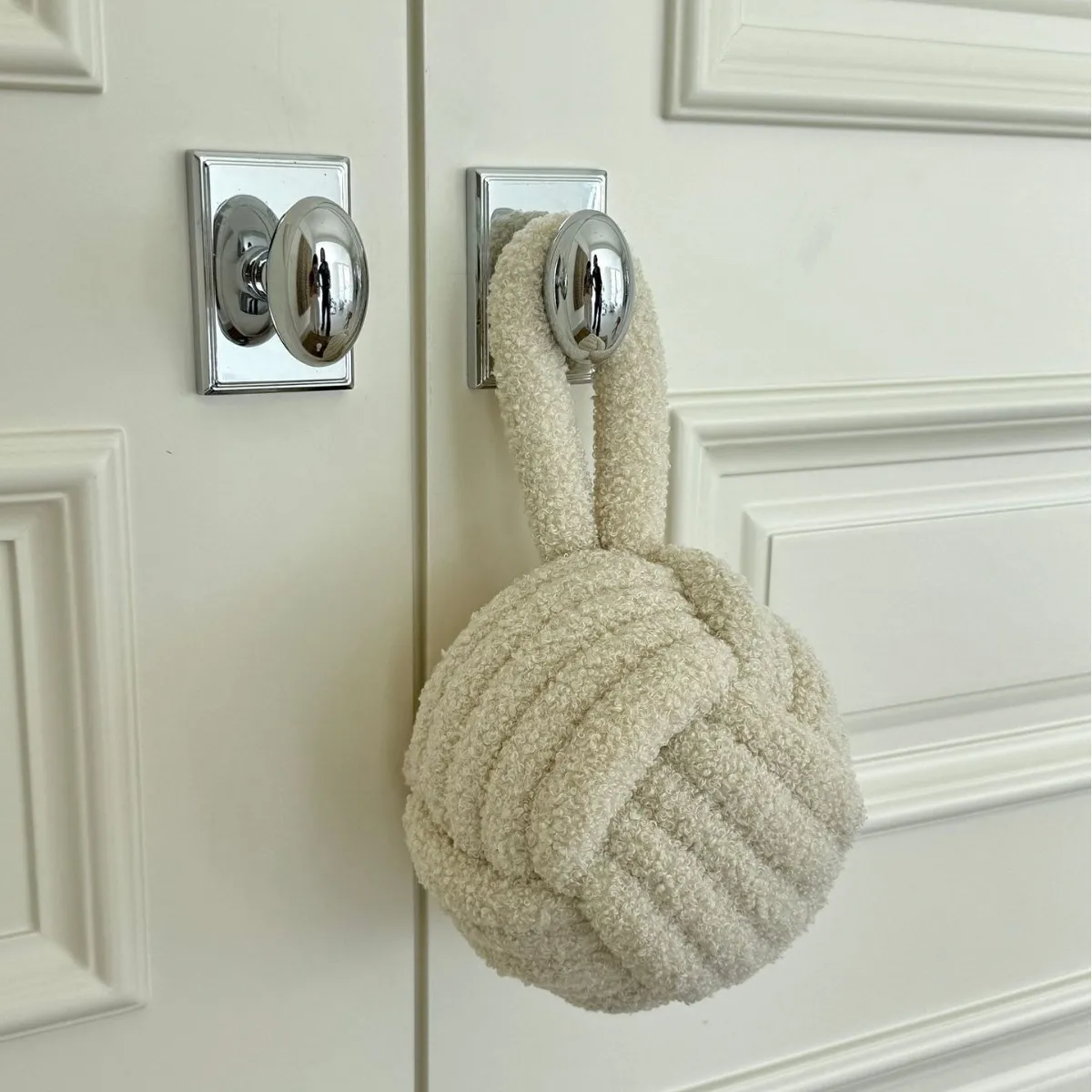 Home Door Stopper Cushion Soft Lamb Wool No Drill Silent Anti Bump Handle Protector