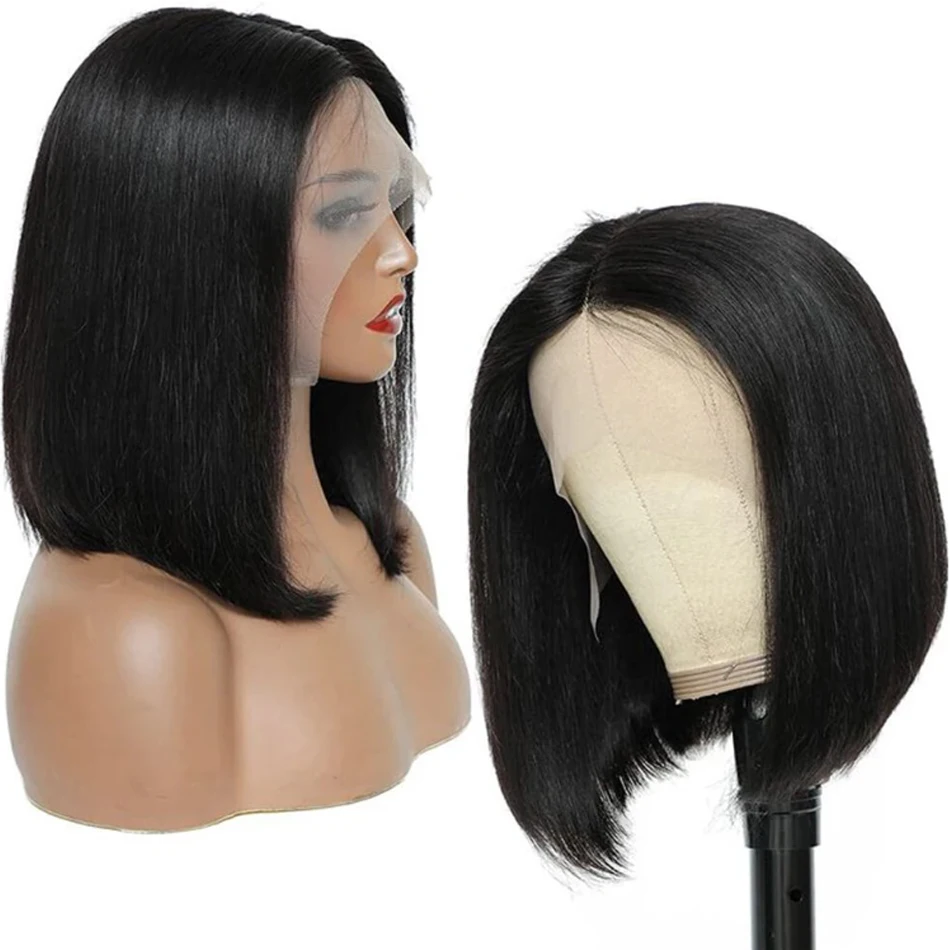 Wear And Go Straight Short Bob Wigs Human Hair Glueless Lace Frontal Human Hair Wigs Brazilian 13x4 Ready To Wear Wigs For Women