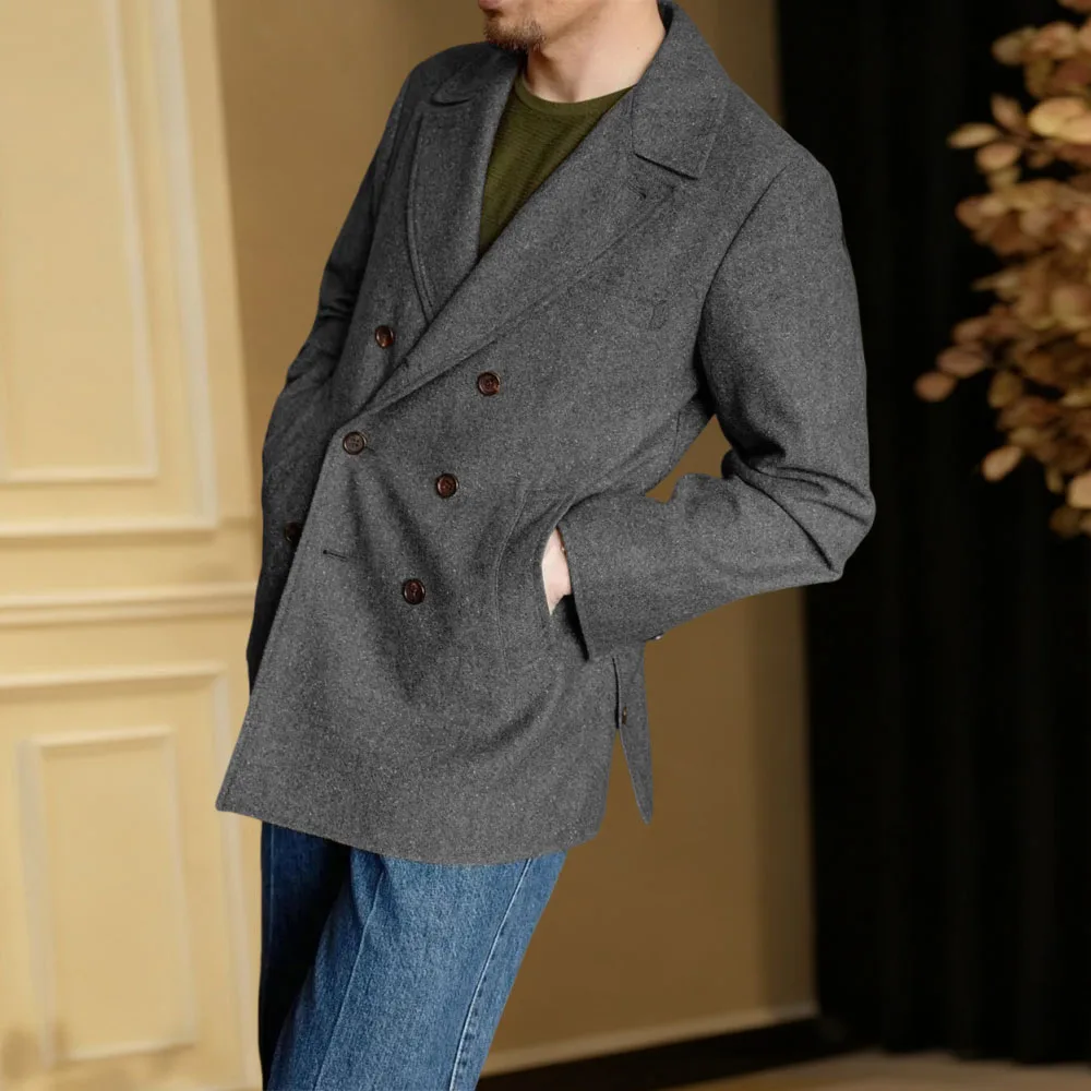 Italian vintage wool blend Man Blazers Sports Casual Men brown Suit Jacket Men's regular Fit Short Coat