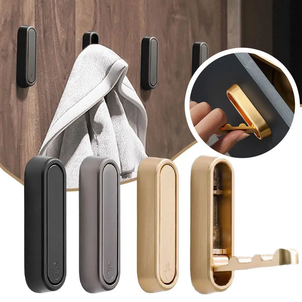1pc Folding Wall Hook Hidden Robe Towel Coat Hook stainless steel Hook for Home Kitchen Bathroom Matte Black Towel Hanger