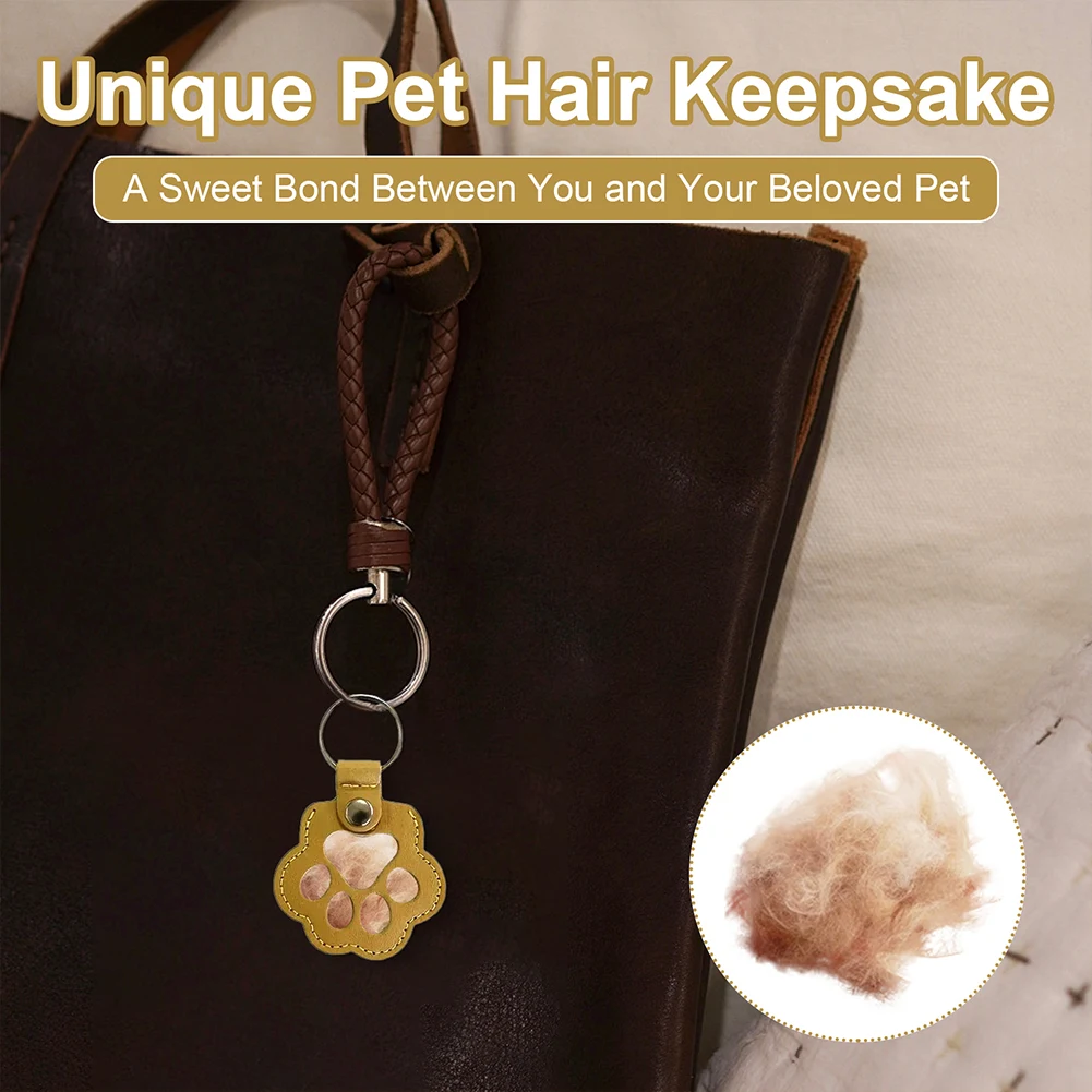 Pet Hair Storage Keychain for Women Dog Paw Pendant Pet Hair Memorial Keychain for Pet Owners Versatile Bag Charm Key Decor