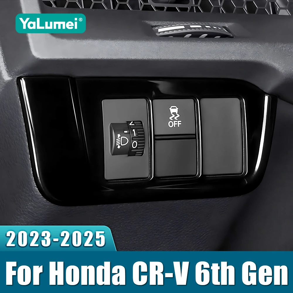 Autozubehör für Honda CR-V 6. Generation 2023 2024 2025 CRV Hybrid ABS Scheinwerfer Einstellknopf Schalter Abdeckung Rahmen Zieraufkleber