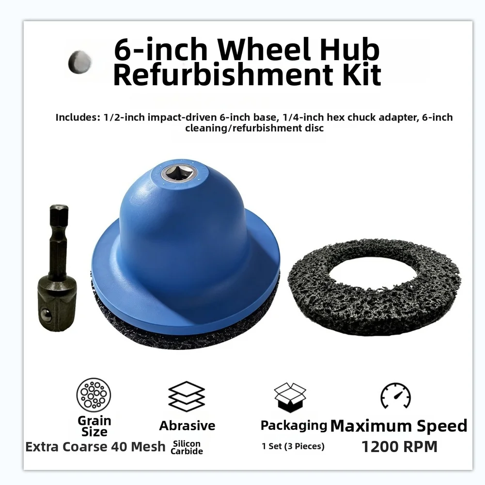 6 Inch Wheel Hub Polishing Grinder With Rod Kit Diamond Abrasive Disc For Rust Removal Brake Drum Grinding/Polishing Hand Tool