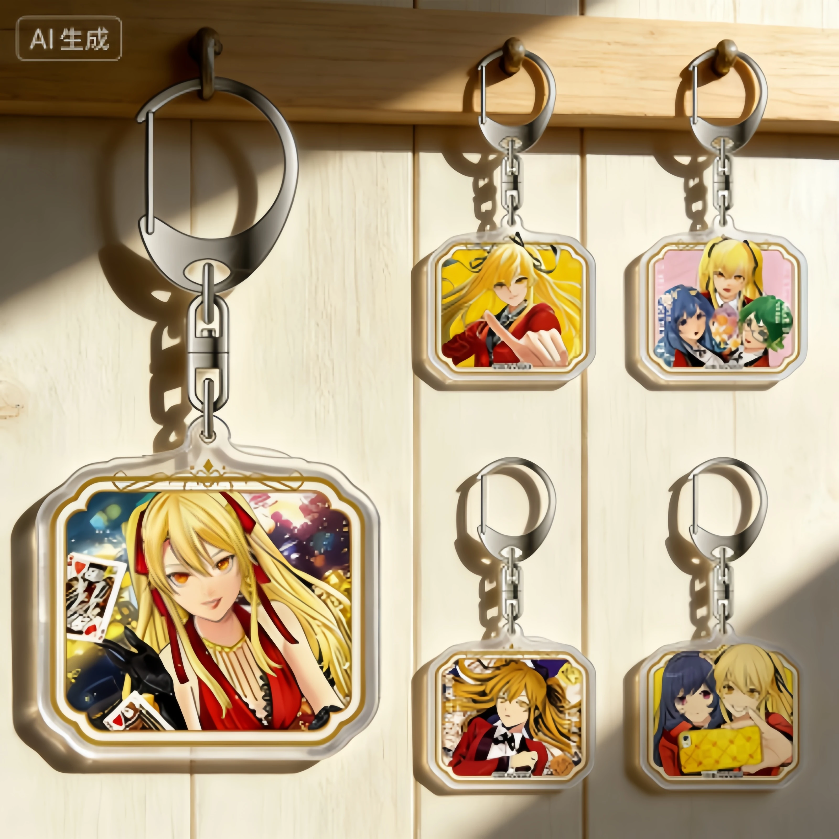 

Kakegurui Anime Acrylic Pendant Keychains Mary Saotome & Yumeko Jabami, Manga Inoshishi Plate, Cosplay Prop 6cm bag decorations