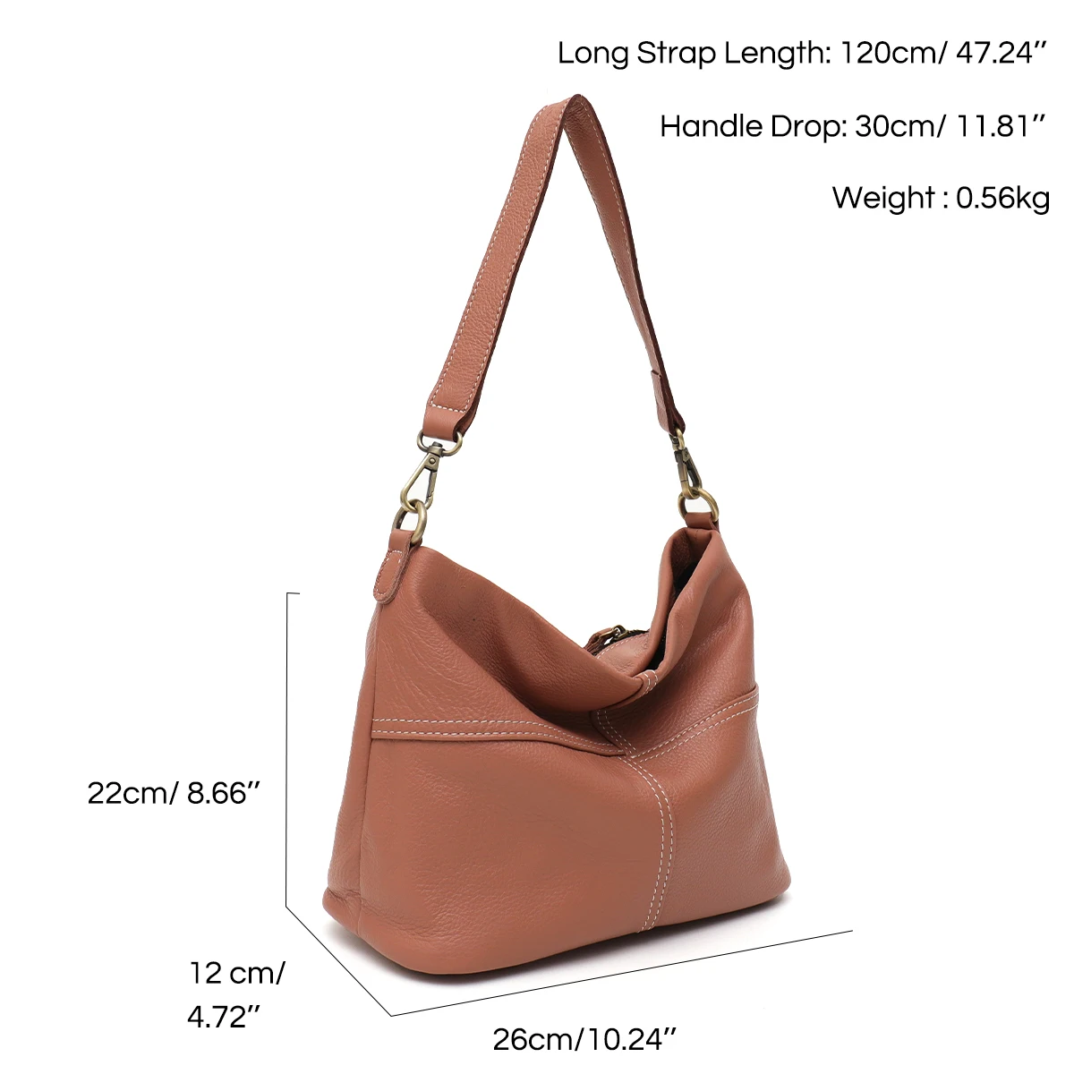 Vintage Casual Genuine Leather Hobo Bag for Women Natural Skin Stitches Patchwork Cross body Shoulder Handbag Bucket Daily Purse