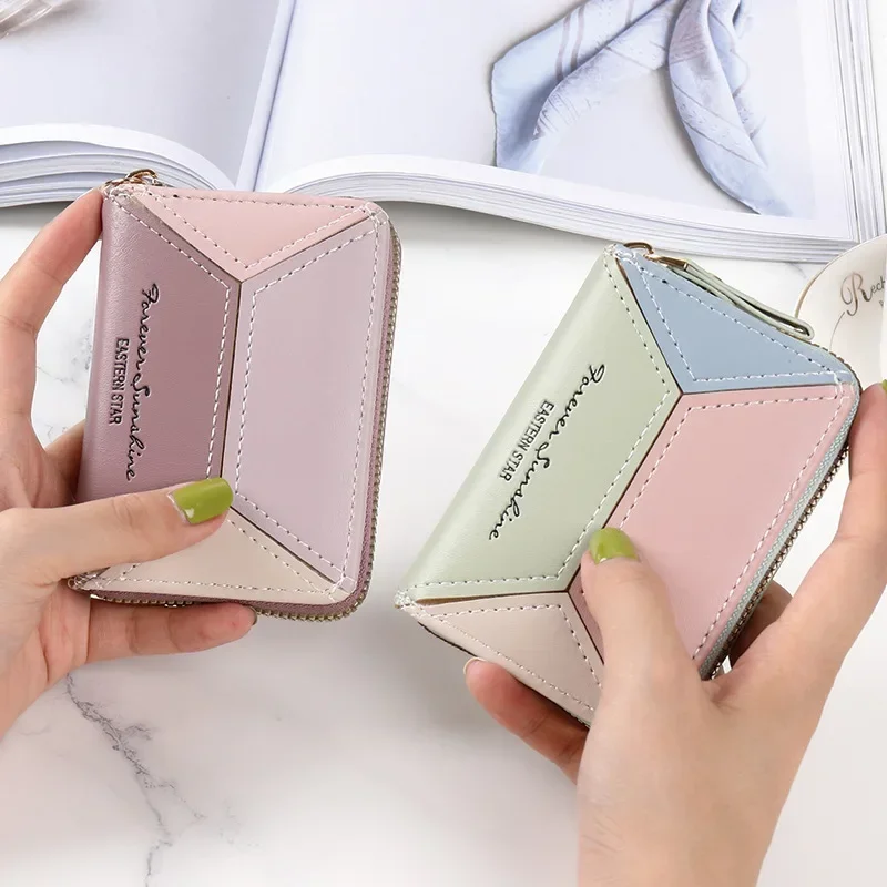 

Fashion Women Card Holder Wallet Black/purple/green/blue/red ID/bank/credit Card Holder Case Zipper Ladies Cardholder Money Bags