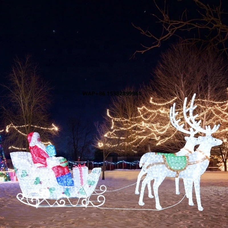 3d Deer Sled Light Motif Lighting Led Lighted Outdoor Santa Sleigh and Deer Christmas  Deer with Sledge