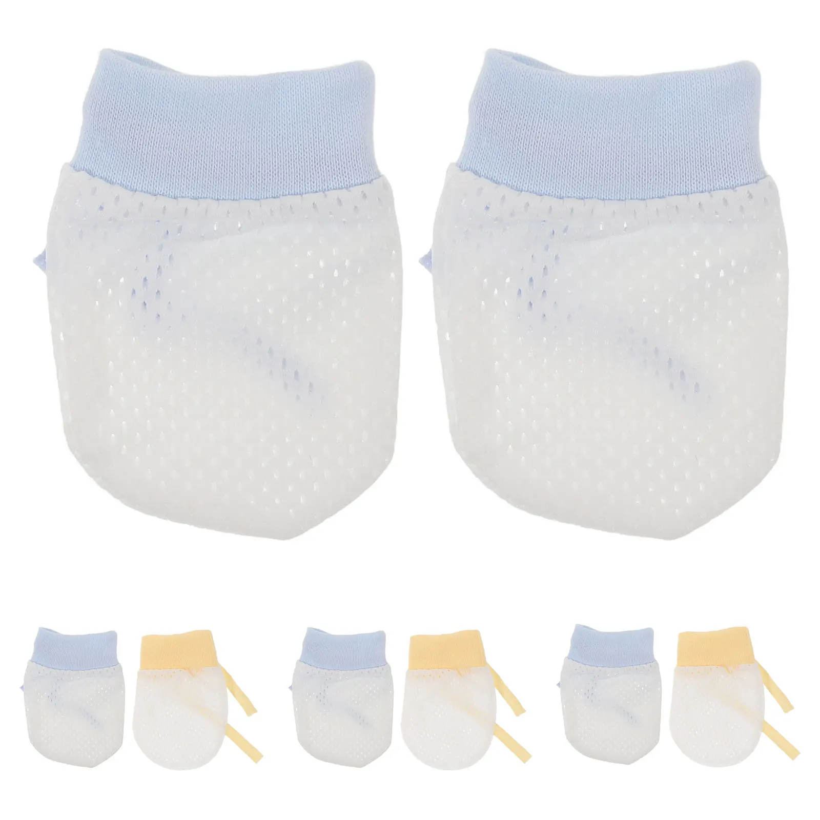 

8pcs Newborn Baby Mesh No-Scratch Breathable Lightweight Gloves Adjustable Drawstring Summer Protectors Baby Hand Covers