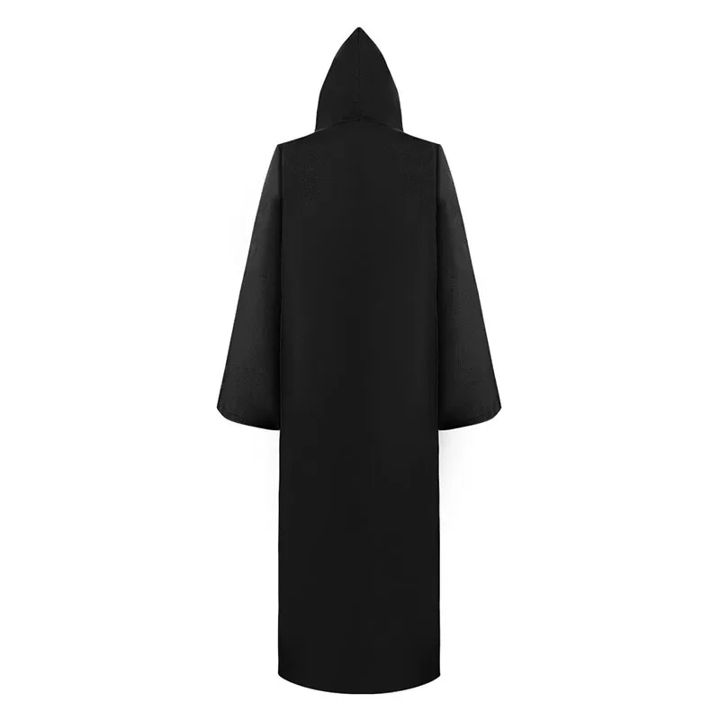 HN8 Wizard Tunic Sorcerer ยาวเสื้อสีดํา Robe เสื้อคลุมฮาโลวีนคอสเพลย์เครื่องแต่งกายสําหรับผู้ใหญ่และเด็ก 8...Gf