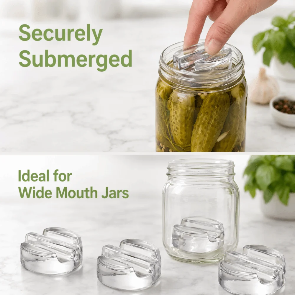 Fermented Glass Weights with Handle Clear Wide Mouth Mason Jar Lid Kitchen Gadgets Heavy Fermenting Lids Cheese Fermentation