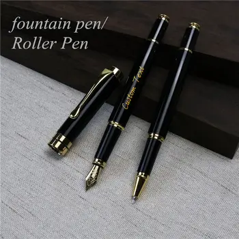 Caneta de rolo gravada personalizada com texto dourado, escritório, escola, comemorar, presente, caneta de metal completa, escrita de estudante, caneta tinteiro, papelaria